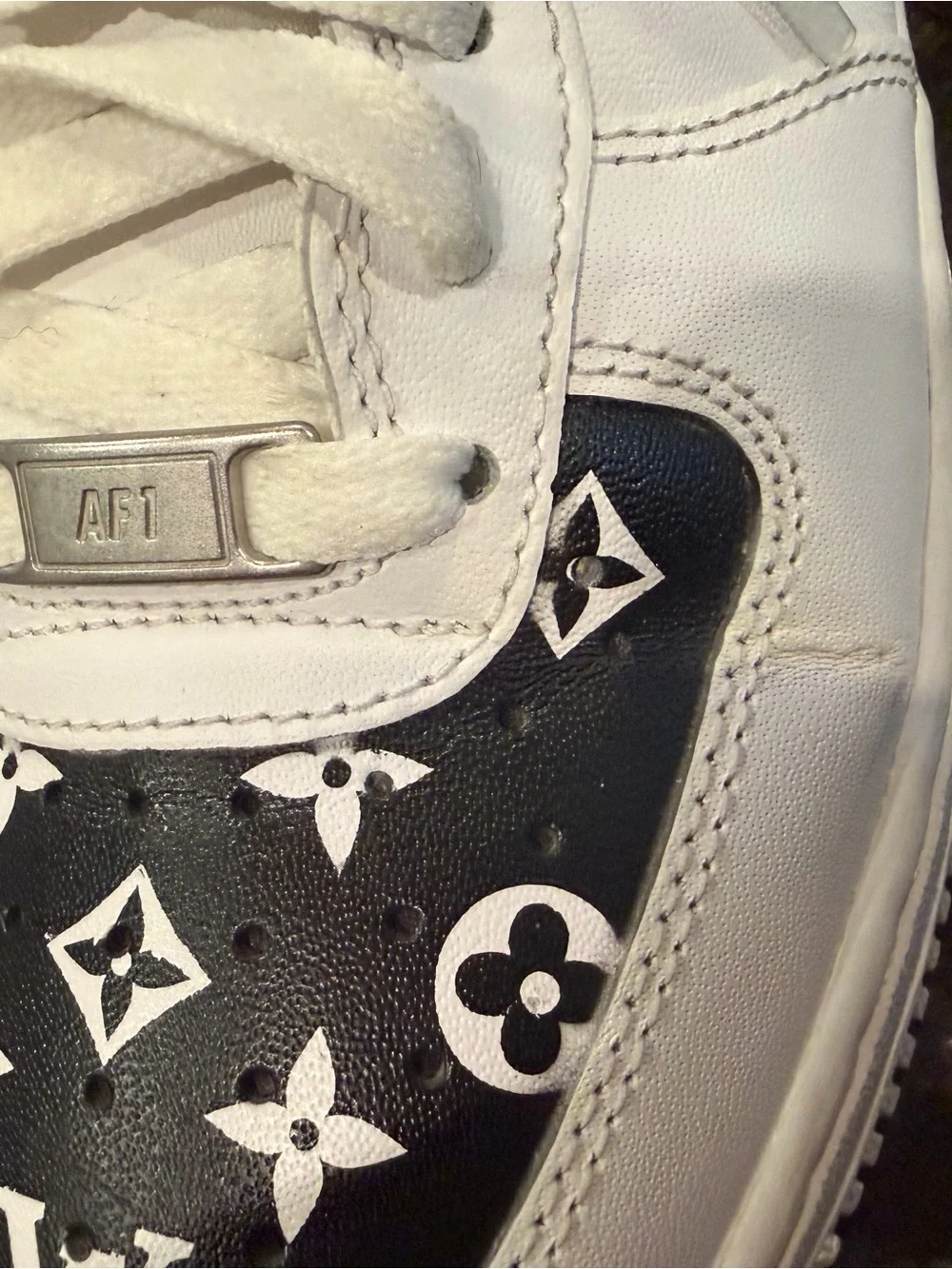 Nike Women’s White and Black handmade LV Sneakers